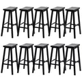 PJ Wood Classic Saddle Seat 29 Inch Tall Kitchen Counter Stools, Black (10 Pack)