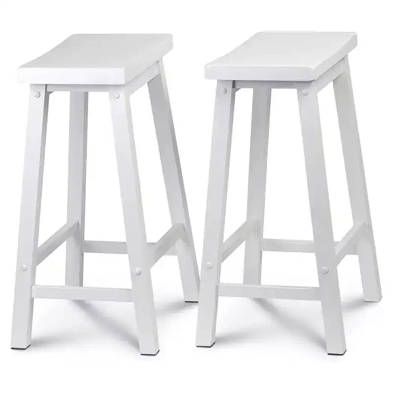 Lot de 4 tabourets de cuisine hauts classiques 24 po pour la maison, la salle à manger et les bars, sans dossier, 4 pieds carrés, blancs