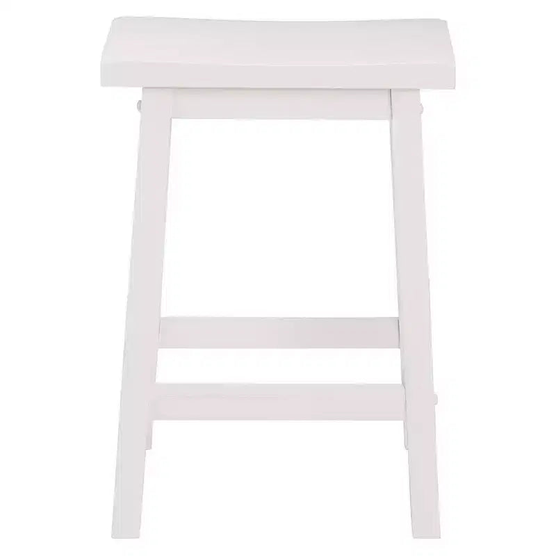 Lot de 4 tabourets de cuisine hauts classiques 24 po pour la maison, la salle à manger et les bars, sans dossier, 4 pieds carrés, blancs