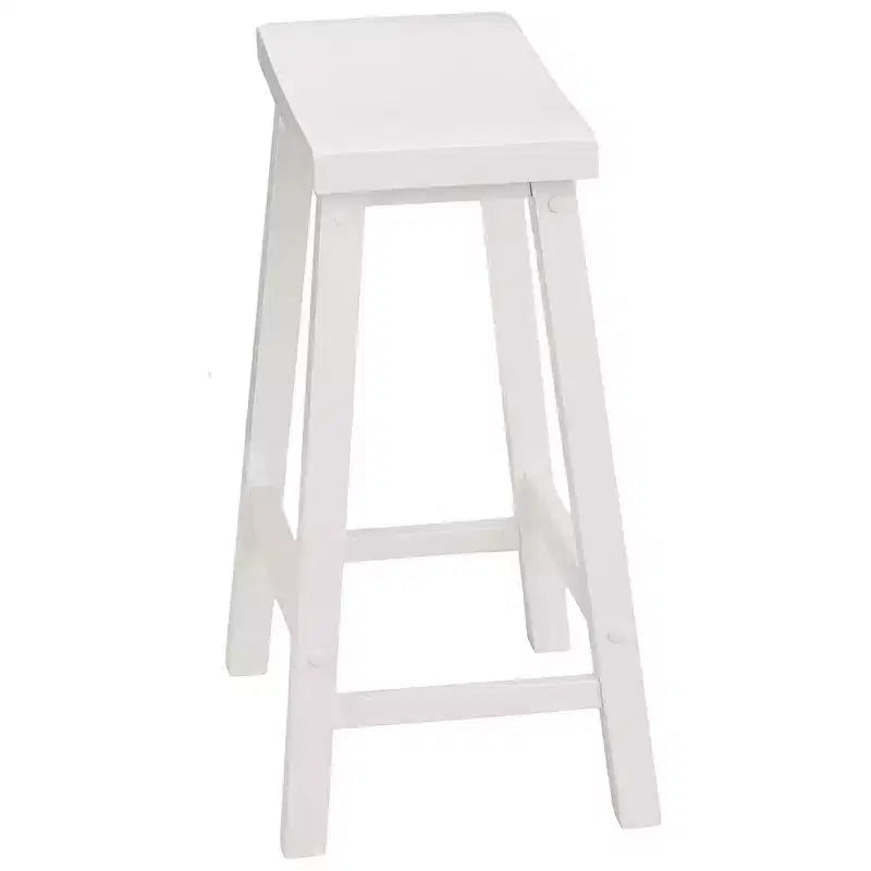 Lot de 4 tabourets de cuisine hauts classiques 24 po pour la maison, la salle à manger et les bars, sans dossier, 4 pieds carrés, blancs