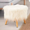 Tabouret rond en fausse fourrure (blanc)