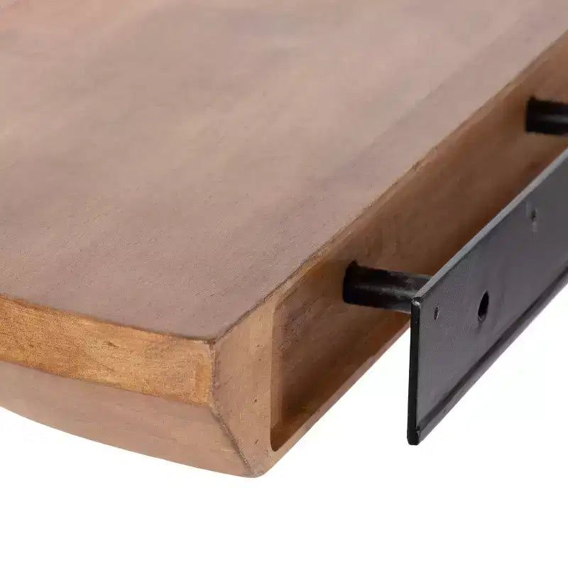 Console murale demi-cercle en bois flottant, 28x3x14, Naturel