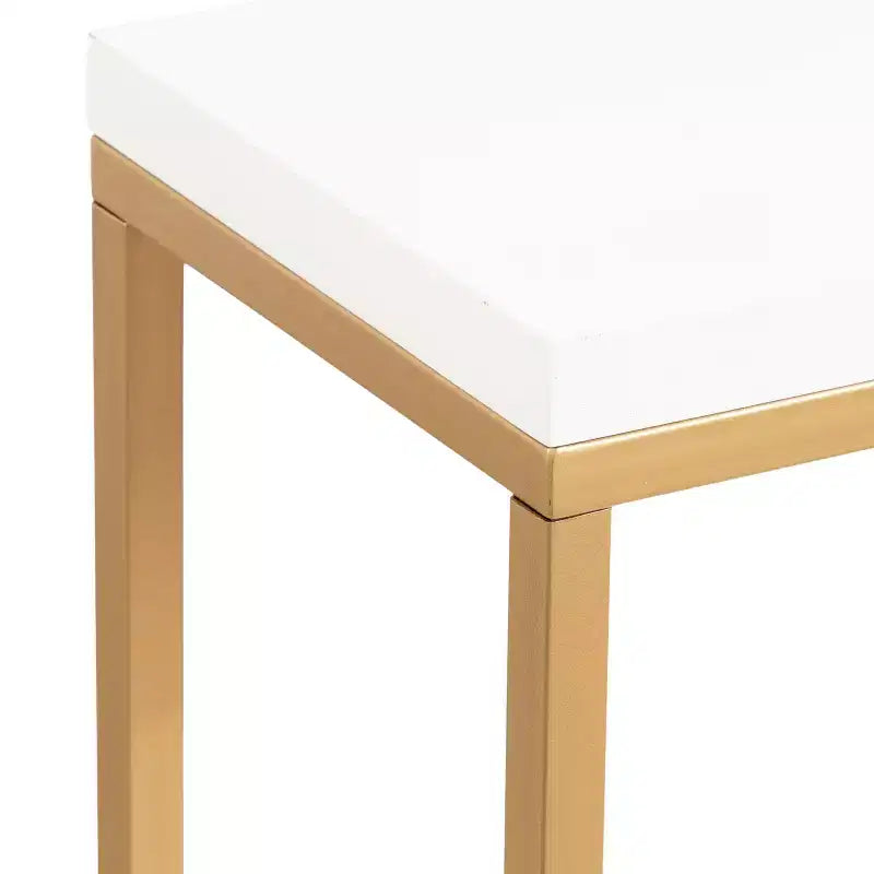 Console rectangulaire en MDF, 30x10x30, blanc et or