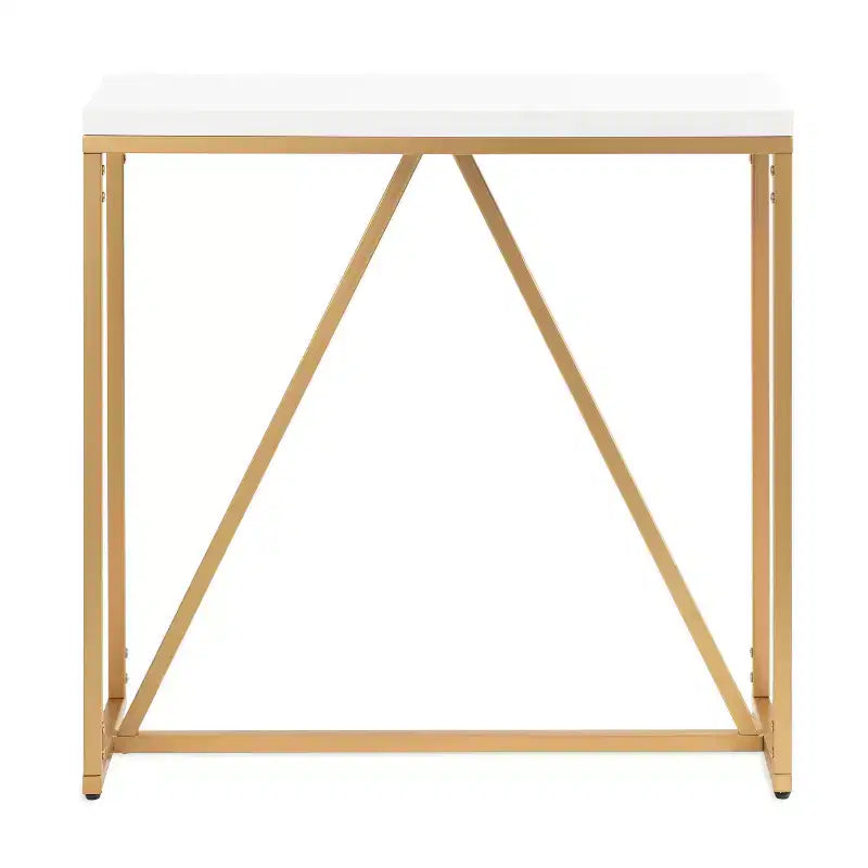 Console rectangulaire en MDF, 30x10x30, blanc et or