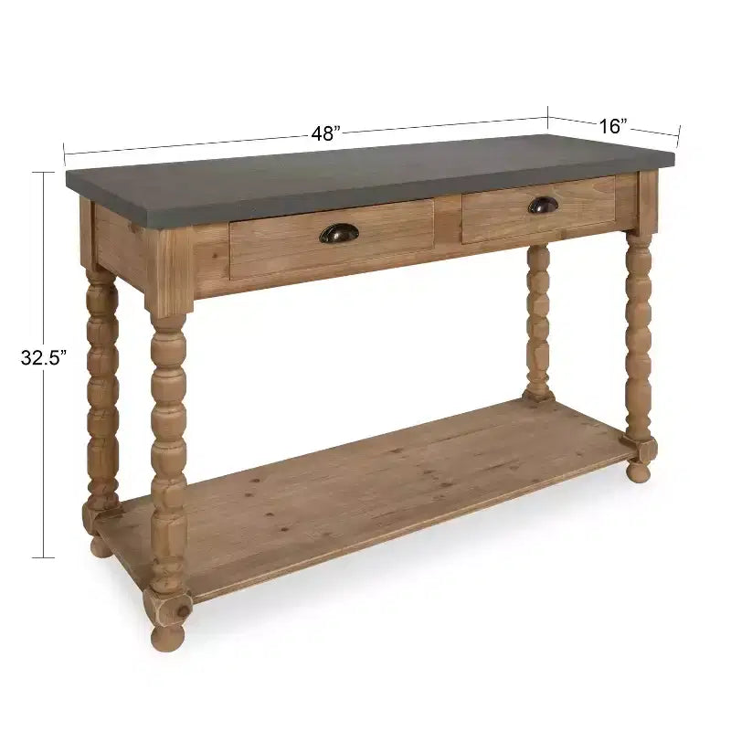 Console rectangulaire en bois, 48x16x32, Marron rustique
