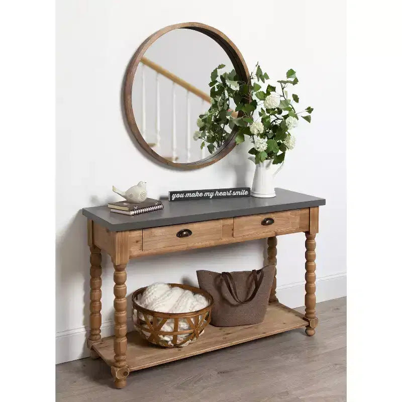 Console rectangulaire en bois, 48x16x32, Marron rustique