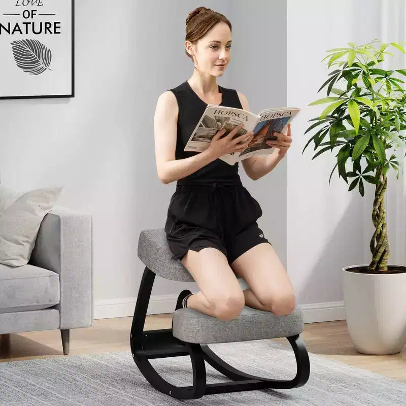 Chaise à genoux ergonomique basculante pour correction de la posture, soulagement des maux de dos, coussin rembourré