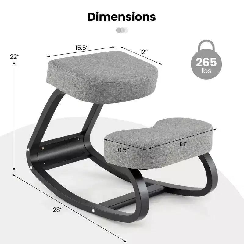 Chaise à genoux ergonomique basculante pour correction de la posture, soulagement des maux de dos, coussin rembourré