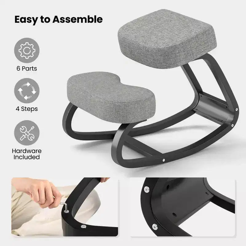 Chaise à genoux ergonomique basculante pour correction de la posture, soulagement des maux de dos, coussin rembourré