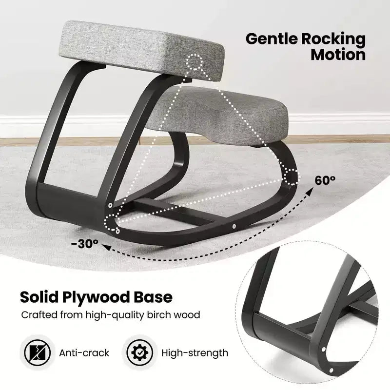 Chaise à genoux ergonomique basculante pour correction de la posture, soulagement des maux de dos, coussin rembourré