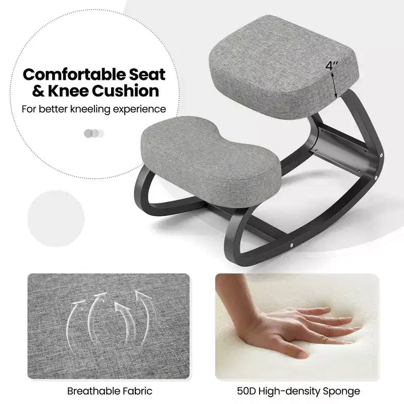 Chaise à genoux ergonomique basculante pour correction de la posture, soulagement des maux de dos, coussin rembourré