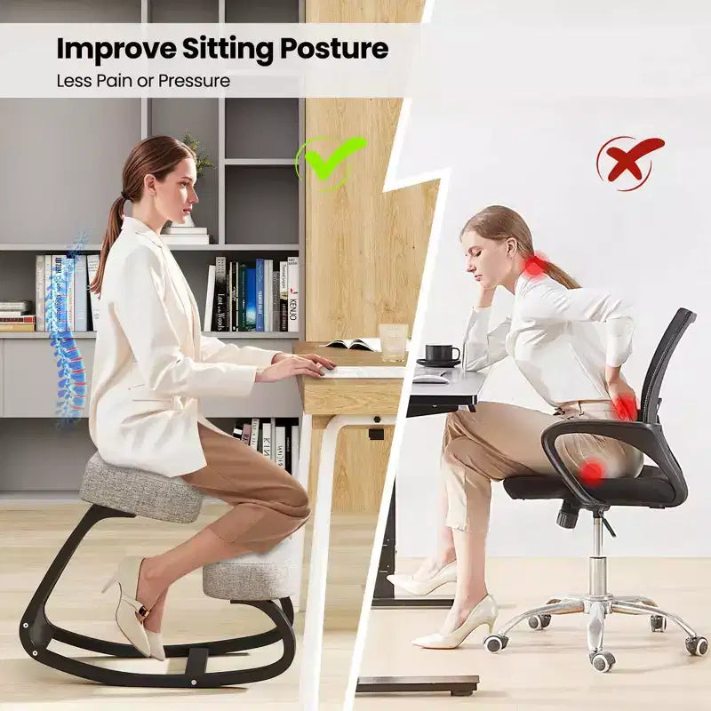 Chaise à genoux ergonomique basculante pour correction de la posture, soulagement des maux de dos, coussin rembourré