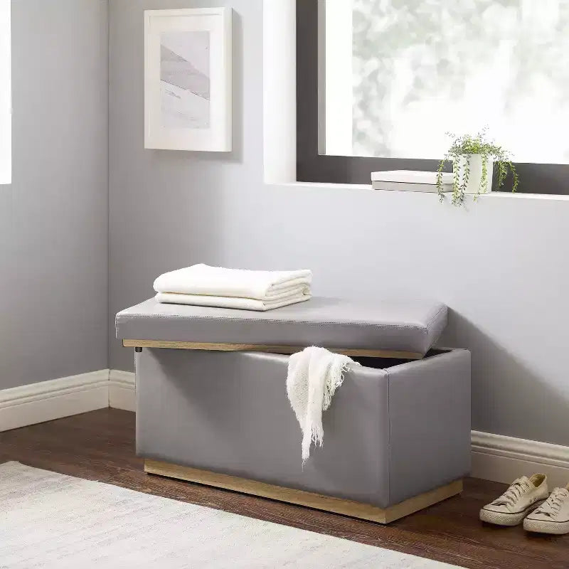 Pouf ottoman rectangulaire de rangement - Linon