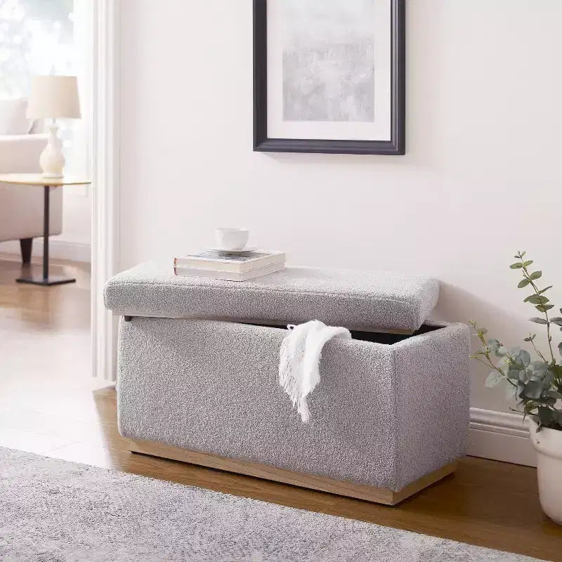 Pouf ottoman rectangulaire de rangement - Linon