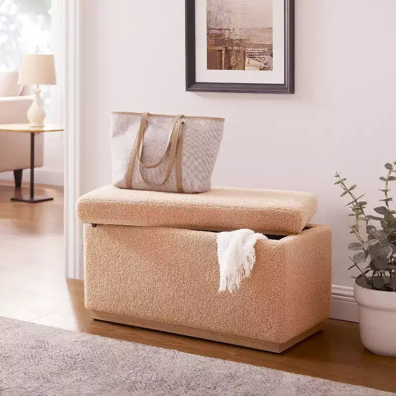 Pouf ottoman rectangulaire de rangement - Linon