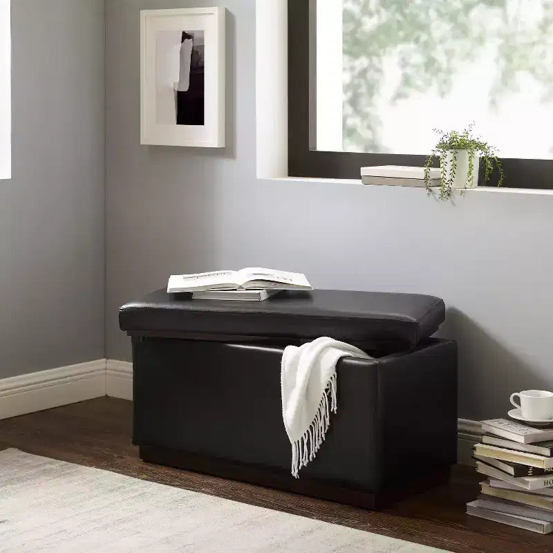 Pouf ottoman rectangulaire de rangement - Linon