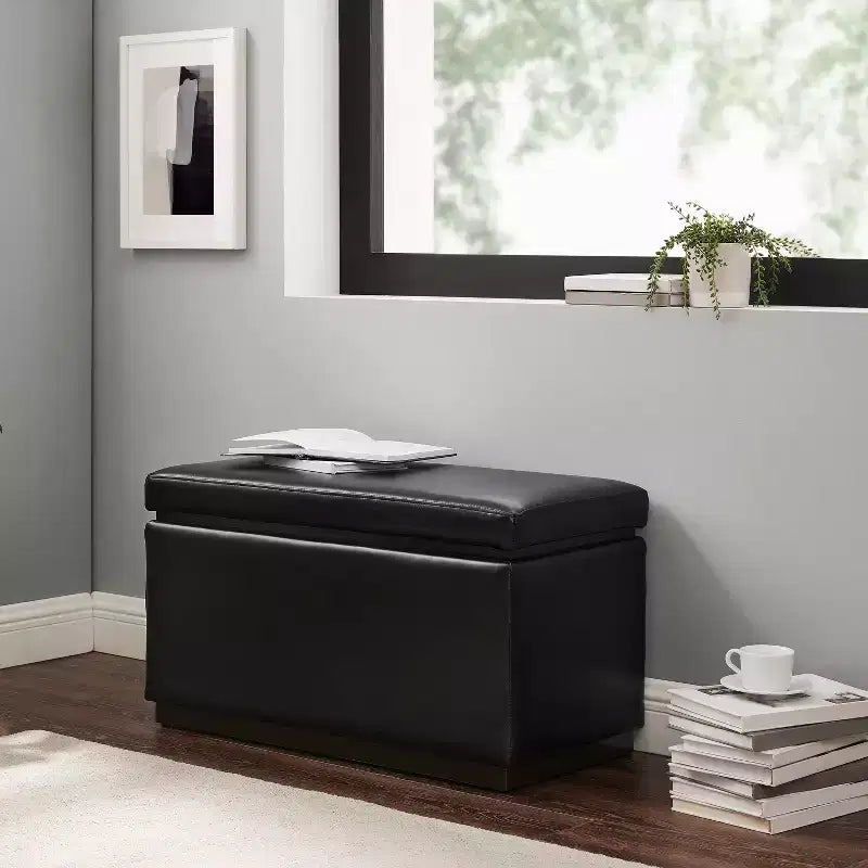 Pouf ottoman rectangulaire de rangement - Linon
