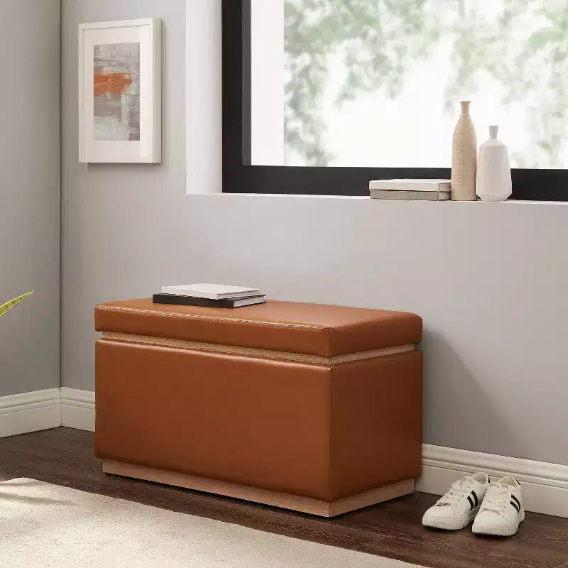 Pouf ottoman rectangulaire de rangement - Linon
