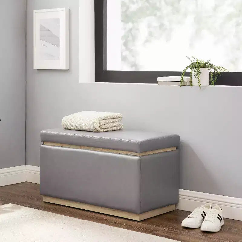 Pouf ottoman rectangulaire de rangement - Linon
