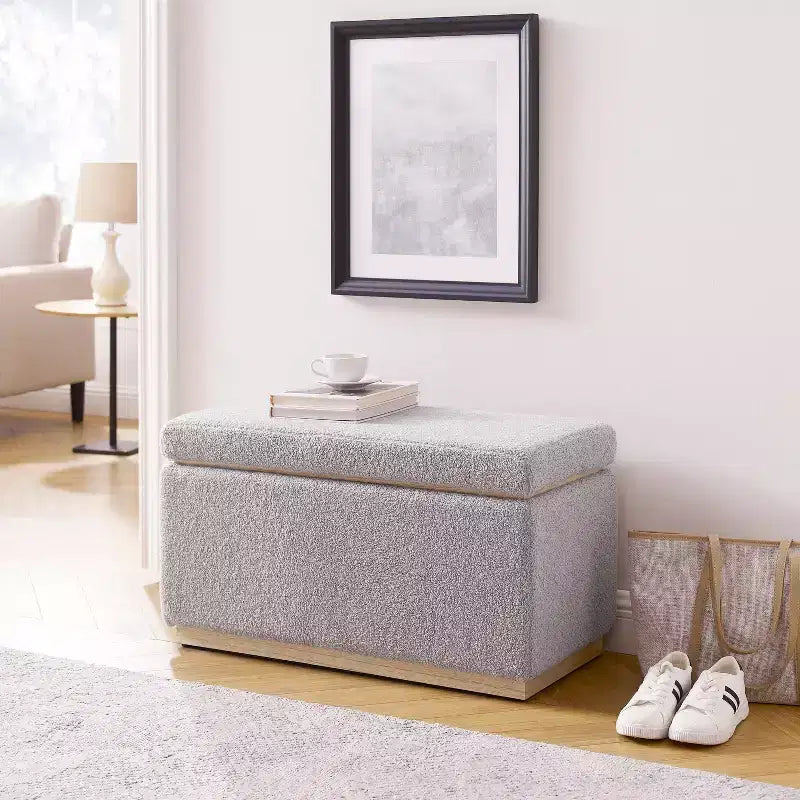 Pouf ottoman rectangulaire de rangement - Linon