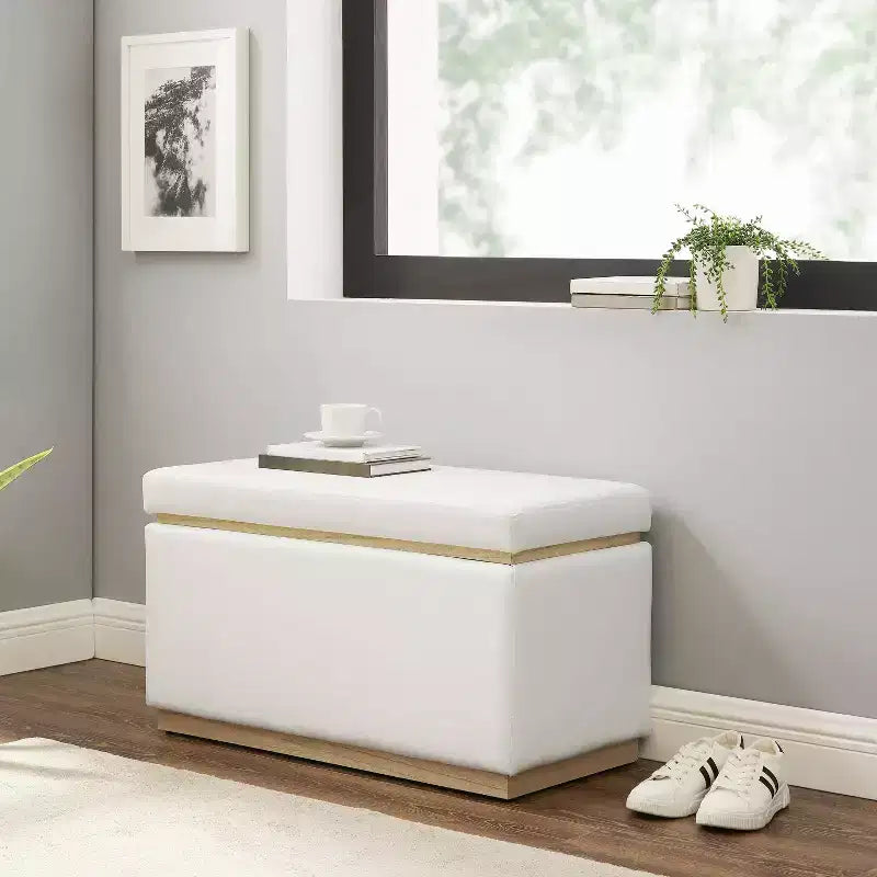 Pouf ottoman rectangulaire de rangement - Linon
