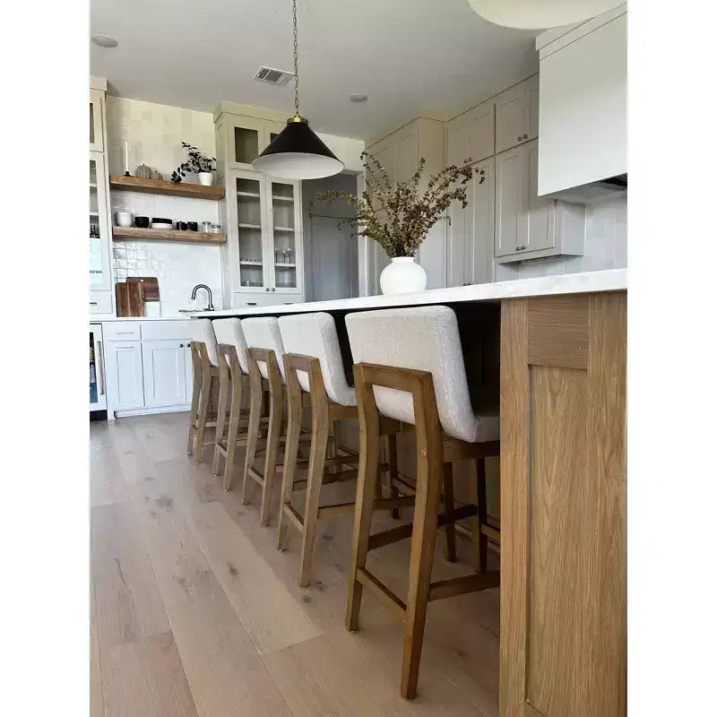 Tabouret de bar rembourré en bois à hauteur de comptoir - Nathan James