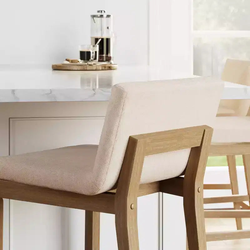 Tabouret de bar rembourré en bois à hauteur de comptoir - Nathan James
