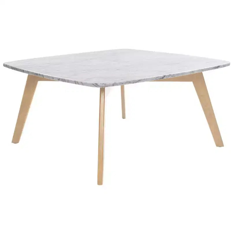 Table basse carrée en marbre blanc de Carrare (Italie)