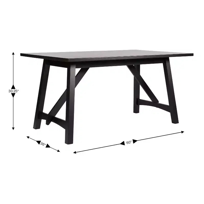Table à manger de ferme avec piètement à tréteaux en bois