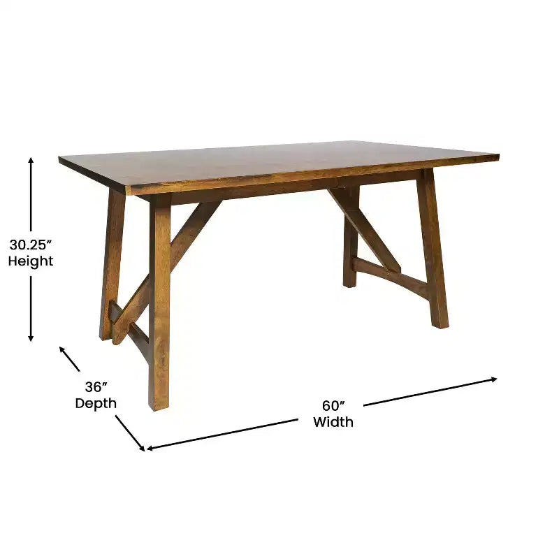Table à manger de ferme avec piètement à tréteaux en bois