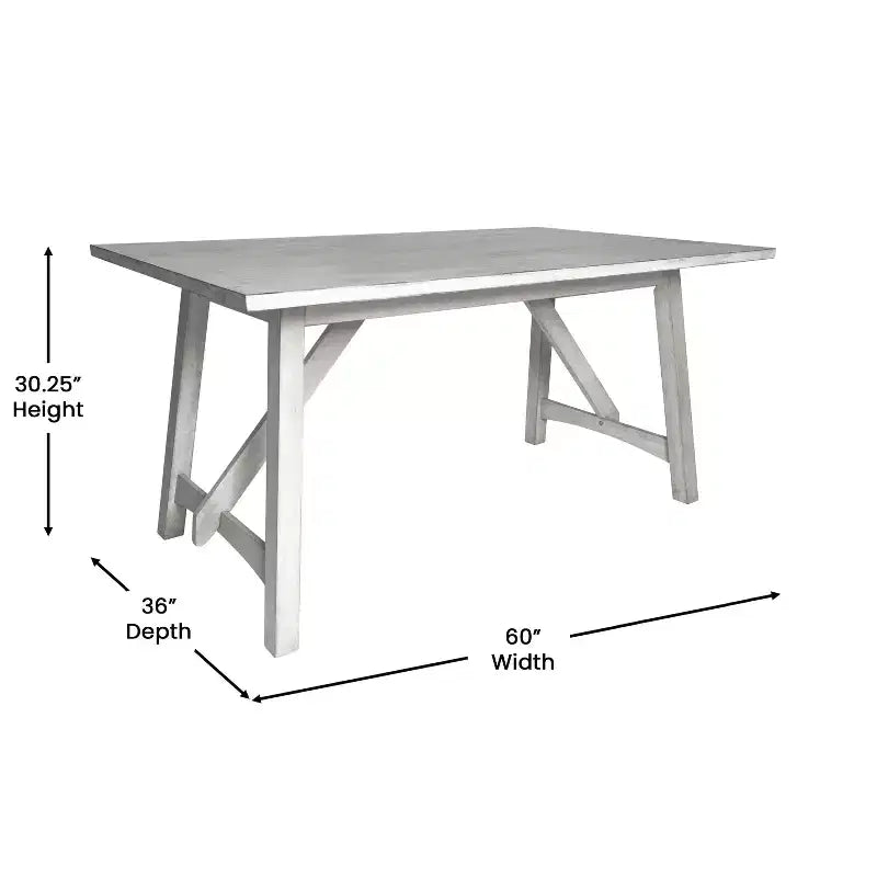 Table à manger de ferme avec piètement à tréteaux en bois