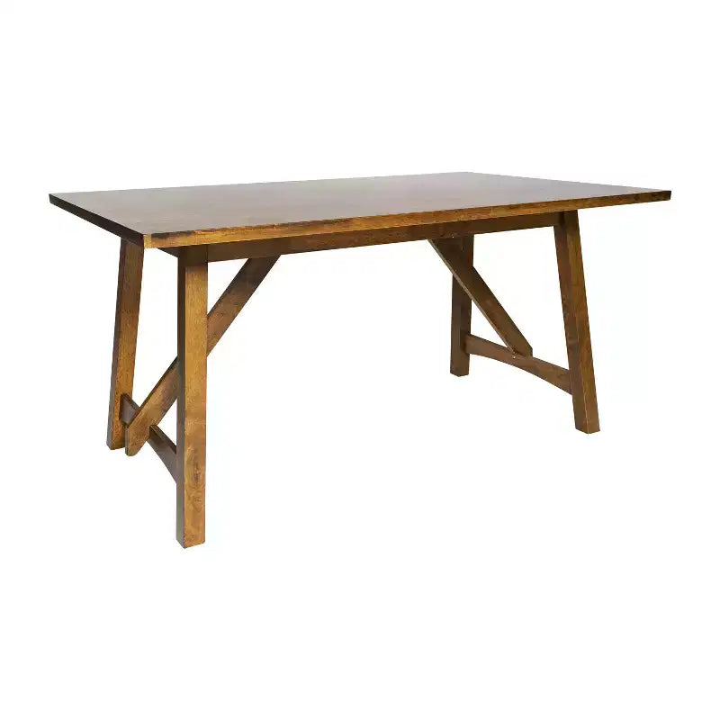 Table à manger de ferme avec piètement à tréteaux en bois