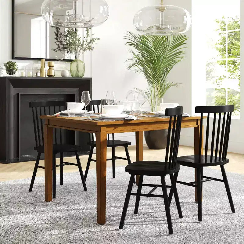 Table à manger en bois massif, table rectangulaire robuste de qualité commerciale pour 4 personnes