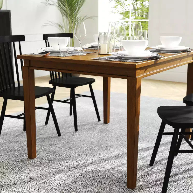 Table à manger en bois massif, table rectangulaire robuste de qualité commerciale pour 4 personnes