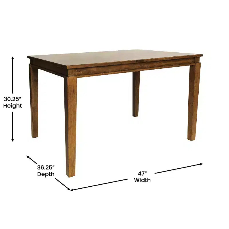 Table à manger en bois massif, table rectangulaire robuste de qualité commerciale pour 4 personnes