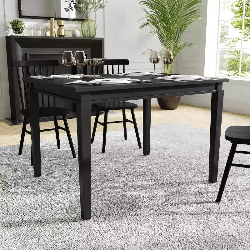 Table à manger en bois massif, table rectangulaire robuste de qualité commerciale pour 4 personnes