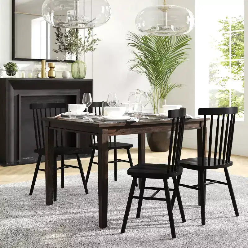Table à manger en bois massif, table rectangulaire robuste de qualité commerciale pour 4 personnes
