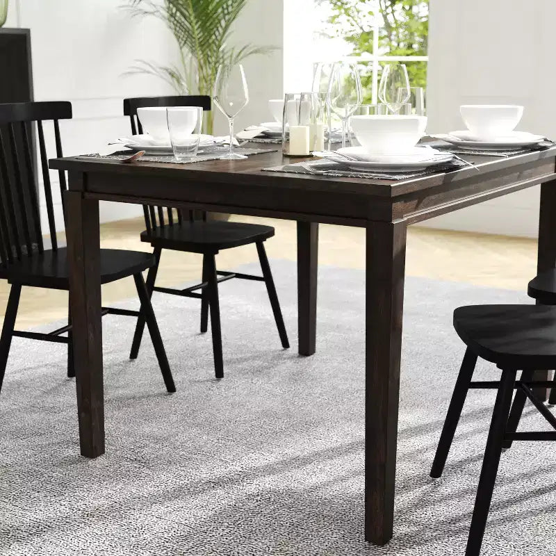 Table à manger en bois massif, table rectangulaire robuste de qualité commerciale pour 4 personnes