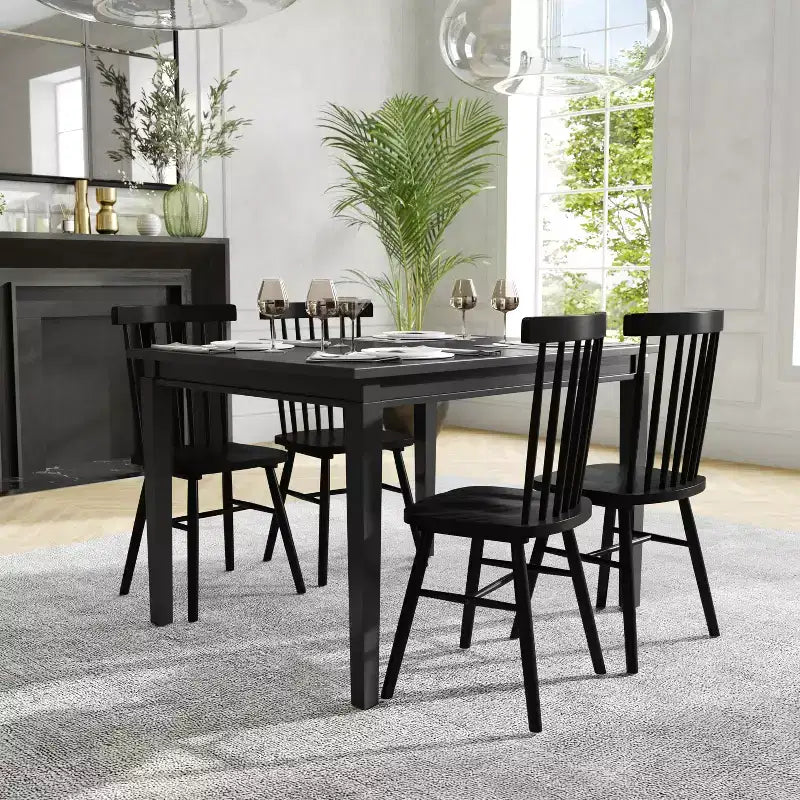 Table à manger en bois massif, table rectangulaire robuste de qualité commerciale pour 4 personnes