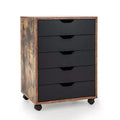 Costway 5 Drawer Chest Storage Dresser Floor Cabinet Organizer with Wheels Rustic Brown