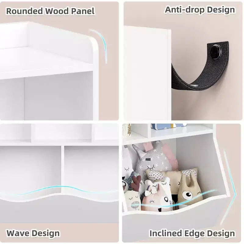 Étagère et rangement pour jouets pour enfants, meuble de rangement multi-étagères avec compartiments pour garçons et filles, salle de jeux
