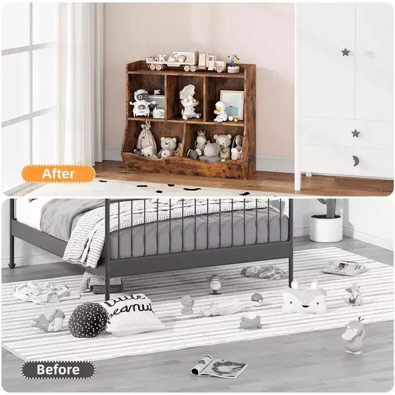 Étagère et rangement pour jouets pour enfants, meuble de rangement multi-étagères avec compartiments pour garçons et filles, salle de jeux