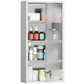 HOMCOM 12 x 24 Medicine Cabinet with Lock, Storage Shelves, Locking Medical Cabinet for Safety, First Aid Bathroom Wall Cabinet, Silver