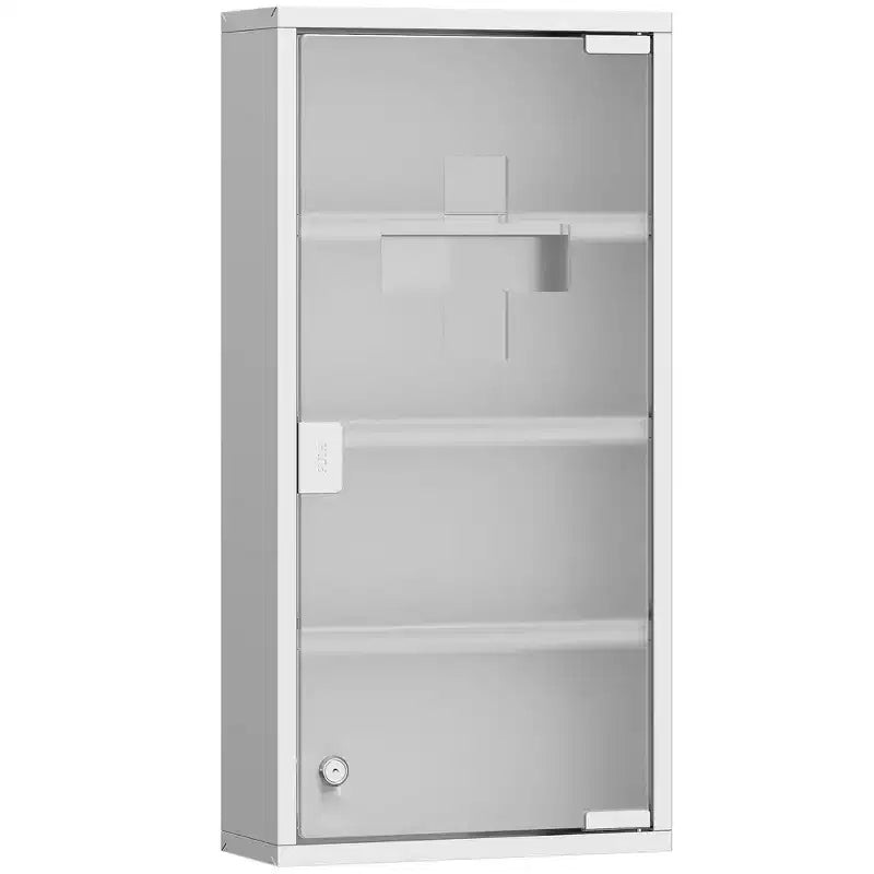 Armoire à pharmacie 12 x 24 avec serrure, étagères de rangement, armoire médicale verrouillable pour la sécurité, armoire murale de salle de bain de premiers secours, argenté
