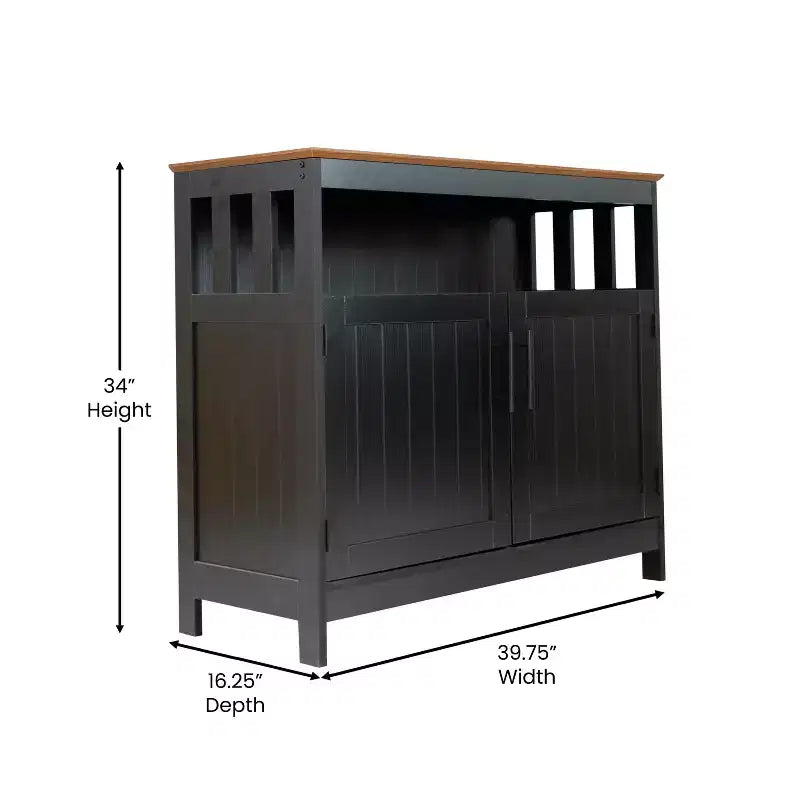 Buffet et console classiques avec armoire de rangement à deux portes et étagère de rangement ouverte