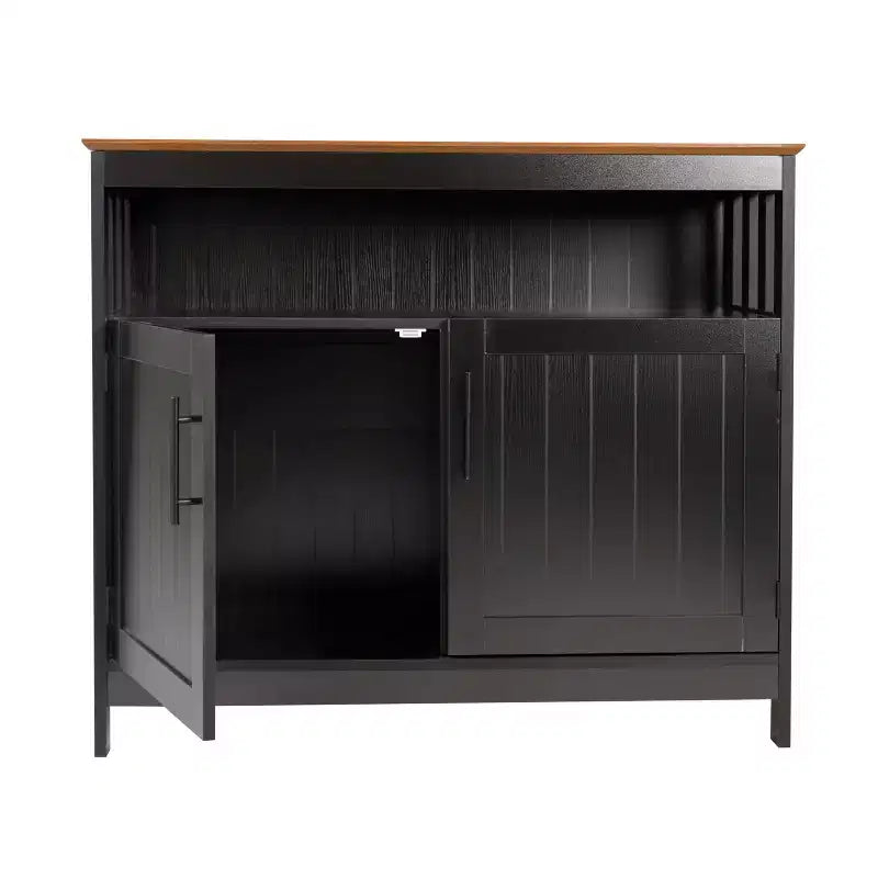 Buffet et console classiques avec armoire de rangement à deux portes et étagère de rangement ouverte