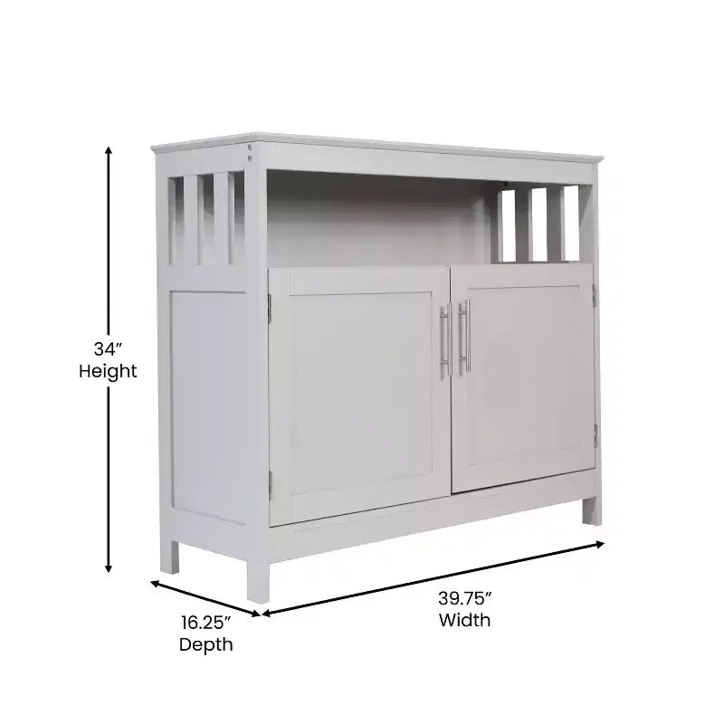 Buffet et console classiques avec armoire de rangement à deux portes et étagère de rangement ouverte