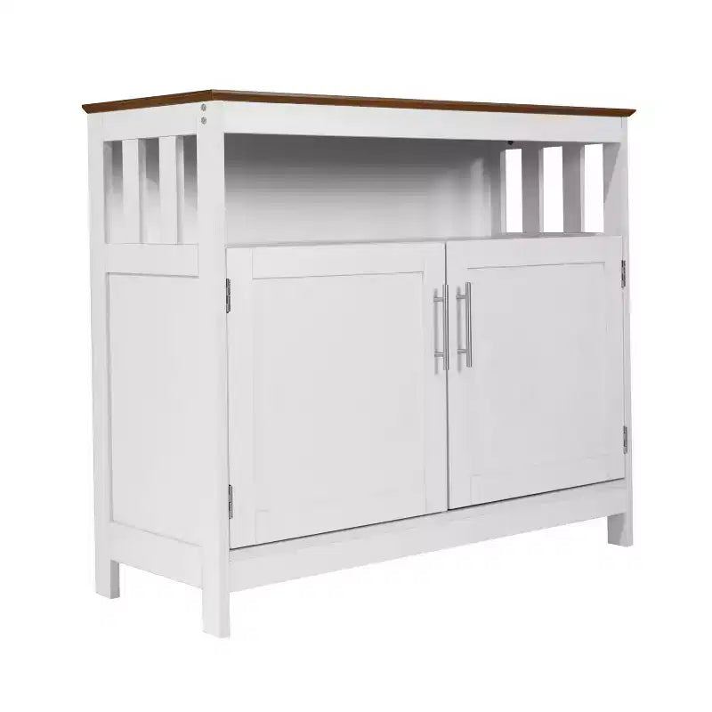 Buffet et console classiques avec armoire de rangement à deux portes et étagère de rangement ouverte