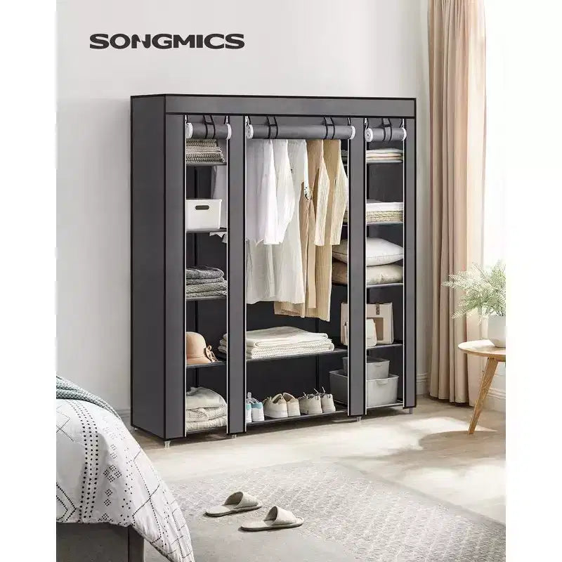 Penderie Armoire Placard Portable Rangement Organisateur Porte-Vêtements Étagère avec Housse en Tissu Non-Tissé
