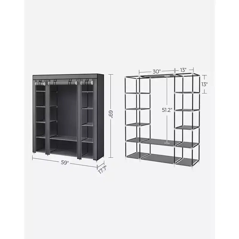 Penderie Armoire Placard Portable Rangement Organisateur Porte-Vêtements Étagère avec Housse en Tissu Non-Tissé